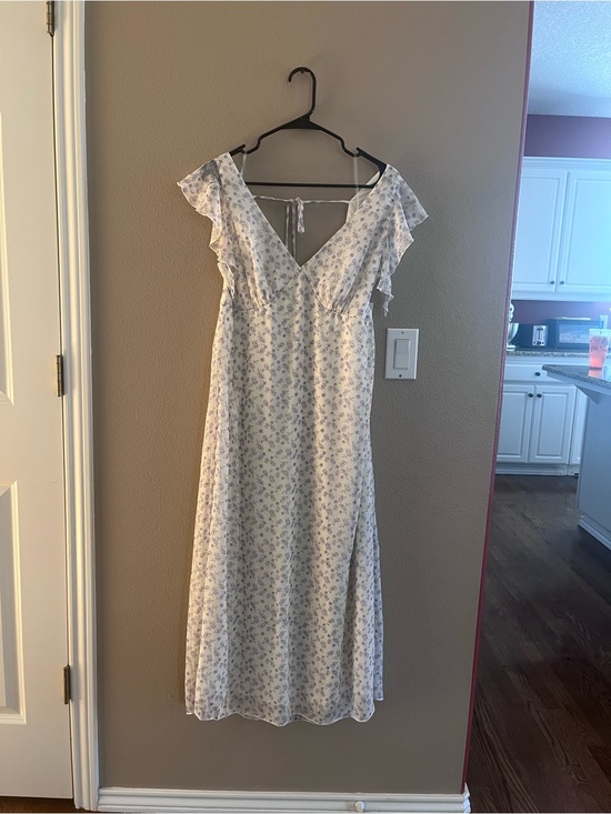 No Boundaries Dresses & Skirts - No Boundaries White Maxi Dress with Lavender Floral Print